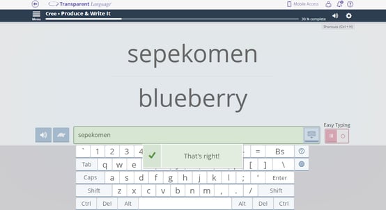 Cree course Transparent Language Online