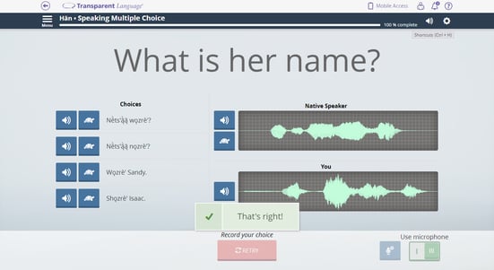 Han course Transparent Language Online