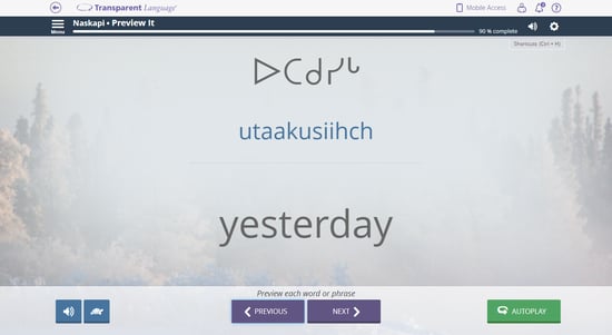 Naskapi course Transparent Language Online