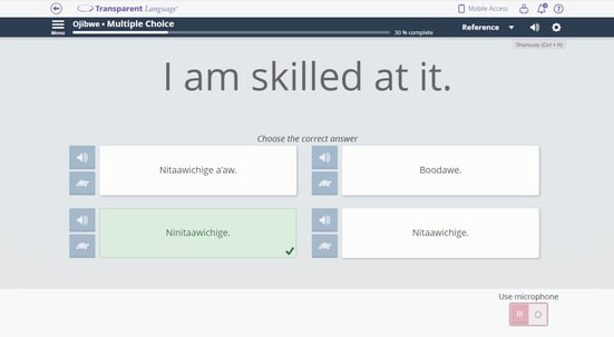 Ojibwe course Transparent Language Online