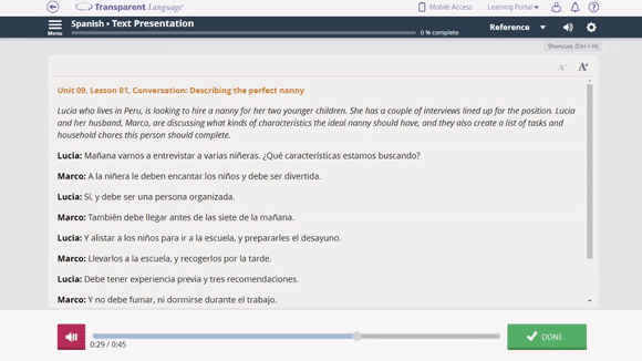 Transparent Language Spanish for Professionals Course - Conversation Lesson