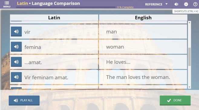 latin vocabulary activity